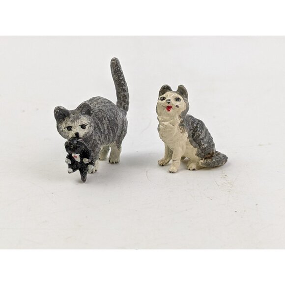 George Heyde Cats Cold Painted Metal Pair of 2 Germany Dollhouse Miniature